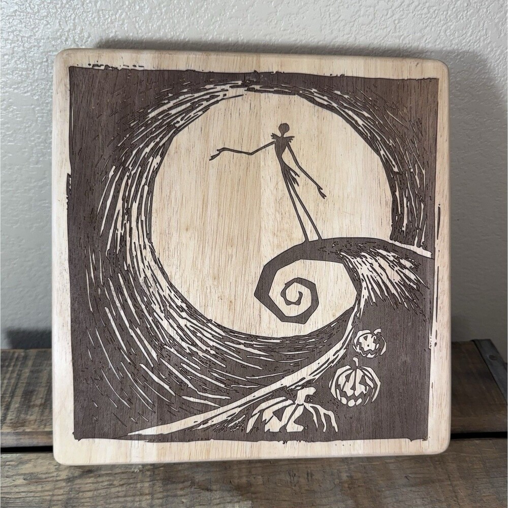Disneys Nightmare Before Christmas Cheese Board Set Wood Serving Tray 10 x 10